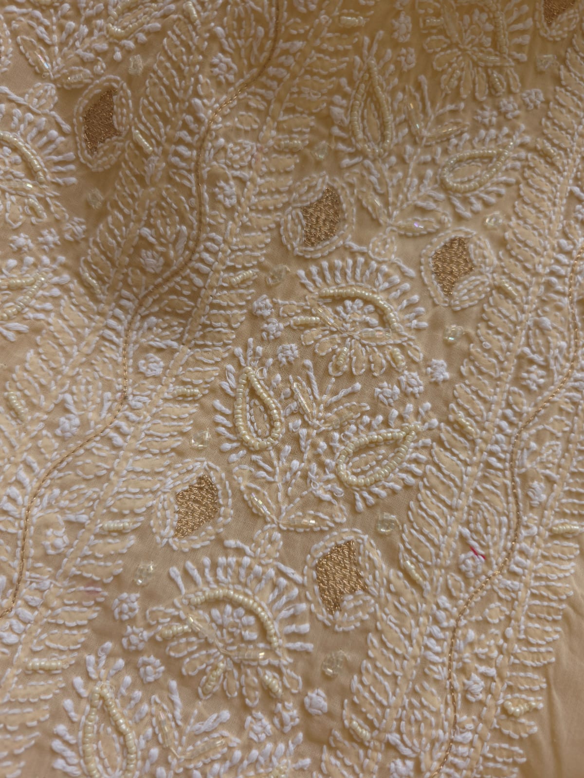 Beige Full suit with beautiful chikankari and add on