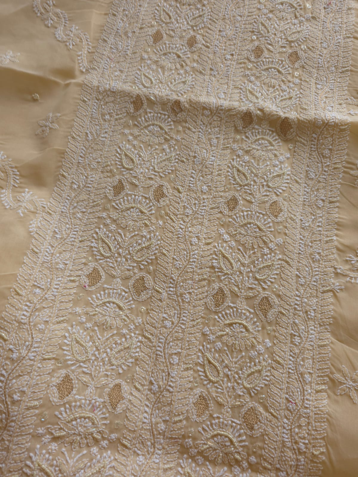Beige Full suit with beautiful chikankari and add on