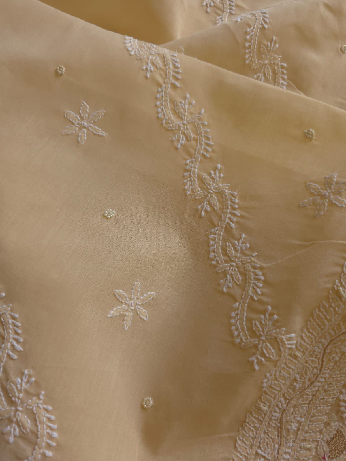Beige Full suit with beautiful chikankari and add on