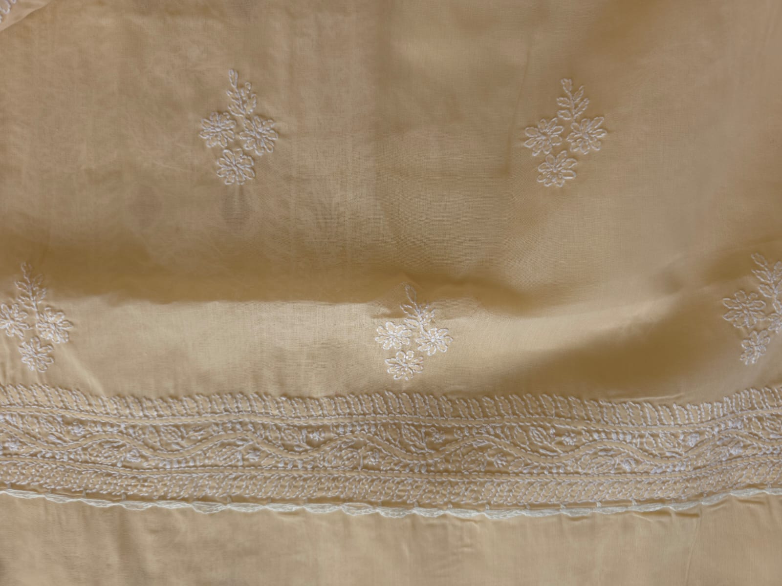 Beige Full suit with beautiful chikankari and add on