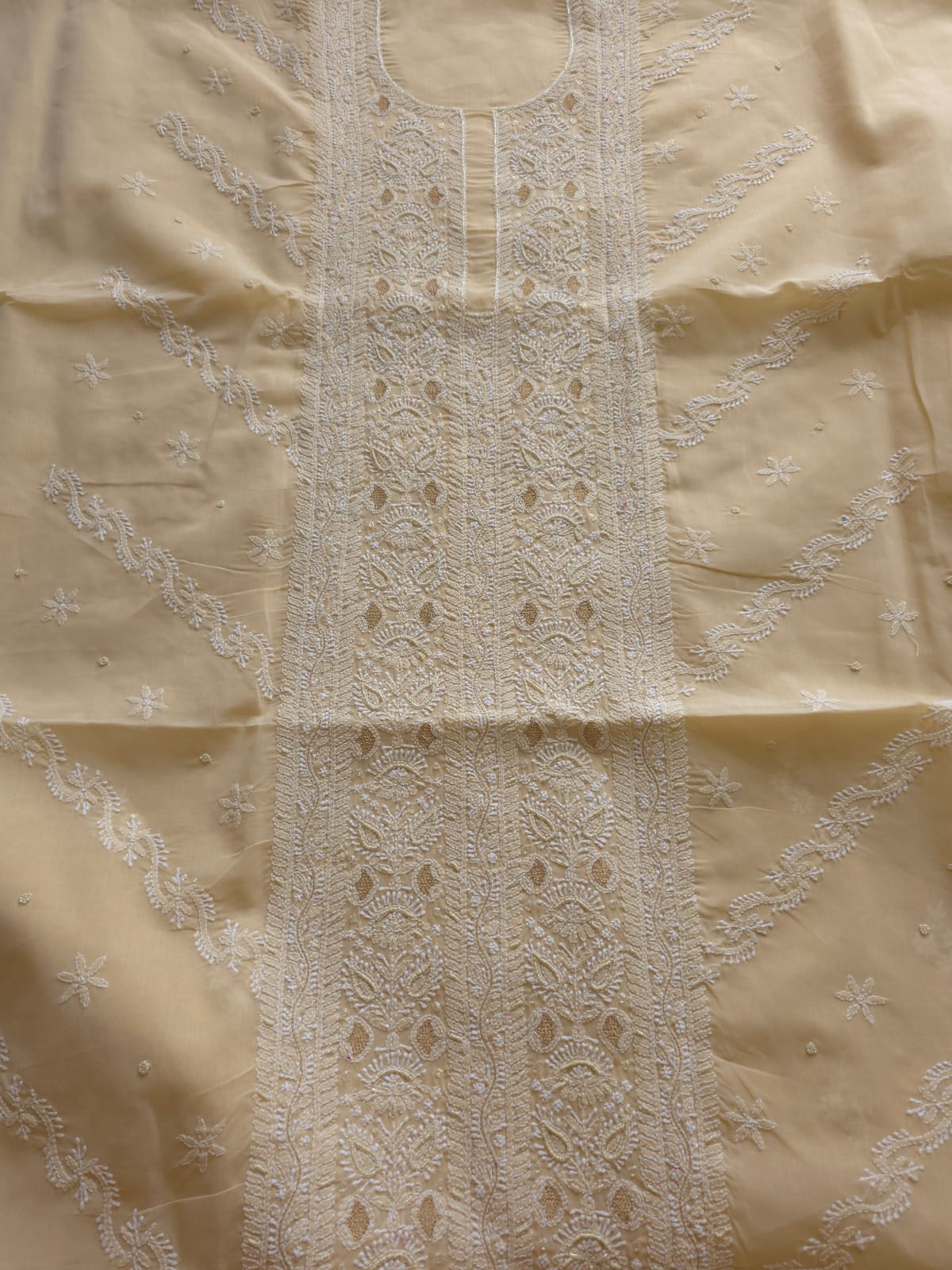 Beige Full suit with beautiful chikankari and add on