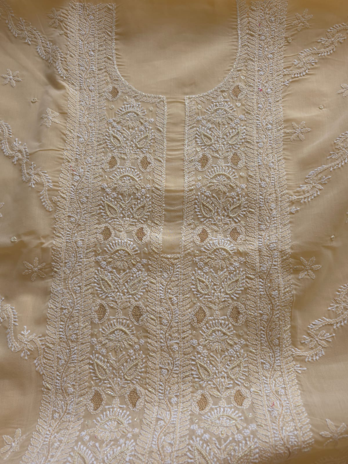 Beige Full suit with beautiful chikankari and add on