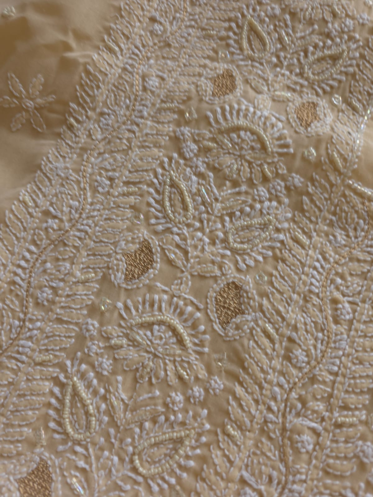 Beige Full suit with beautiful chikankari and add on