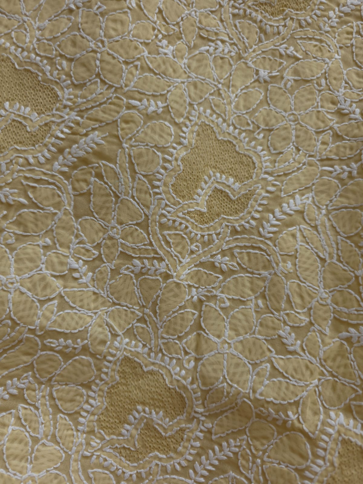 Beige Full suit with fine handwork and intricate Hand knitted Jaaliwork