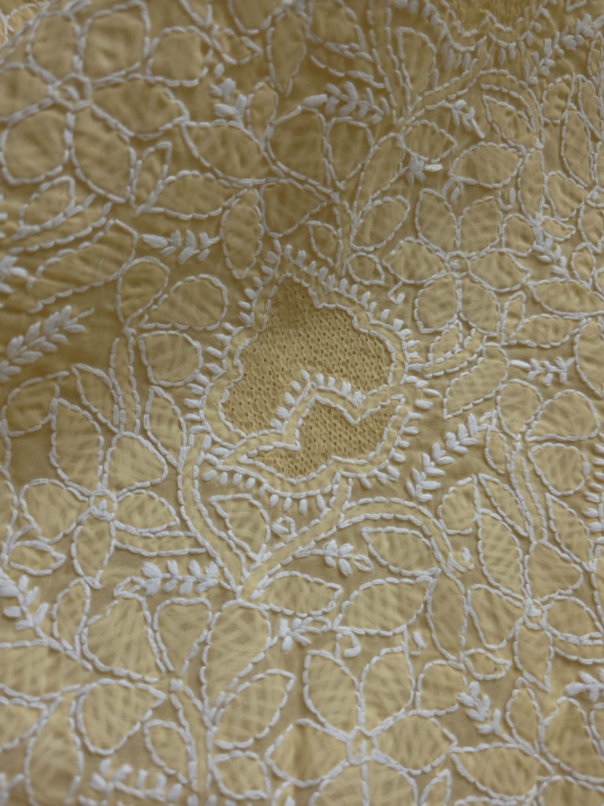 Beige Full suit with fine handwork and intricate Hand knitted Jaaliwork