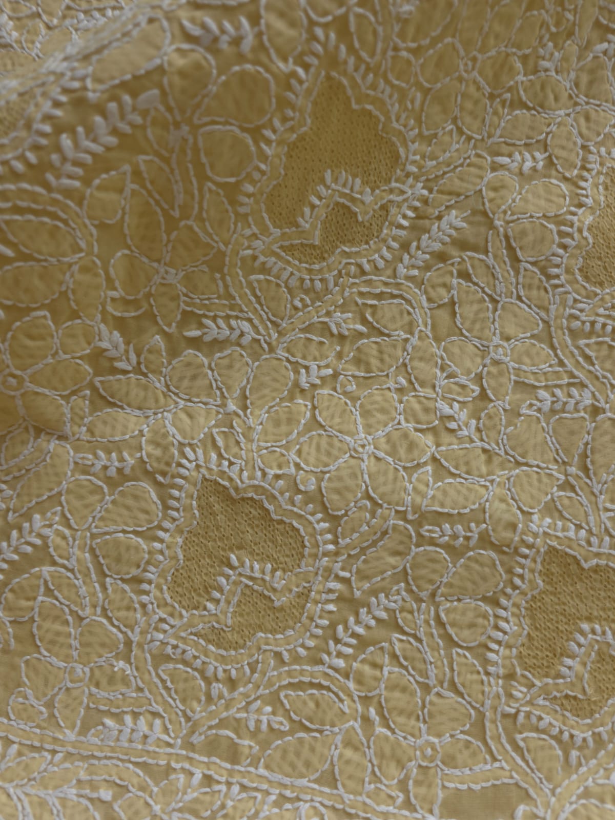 Beige Full suit with fine handwork and intricate Hand knitted Jaaliwork