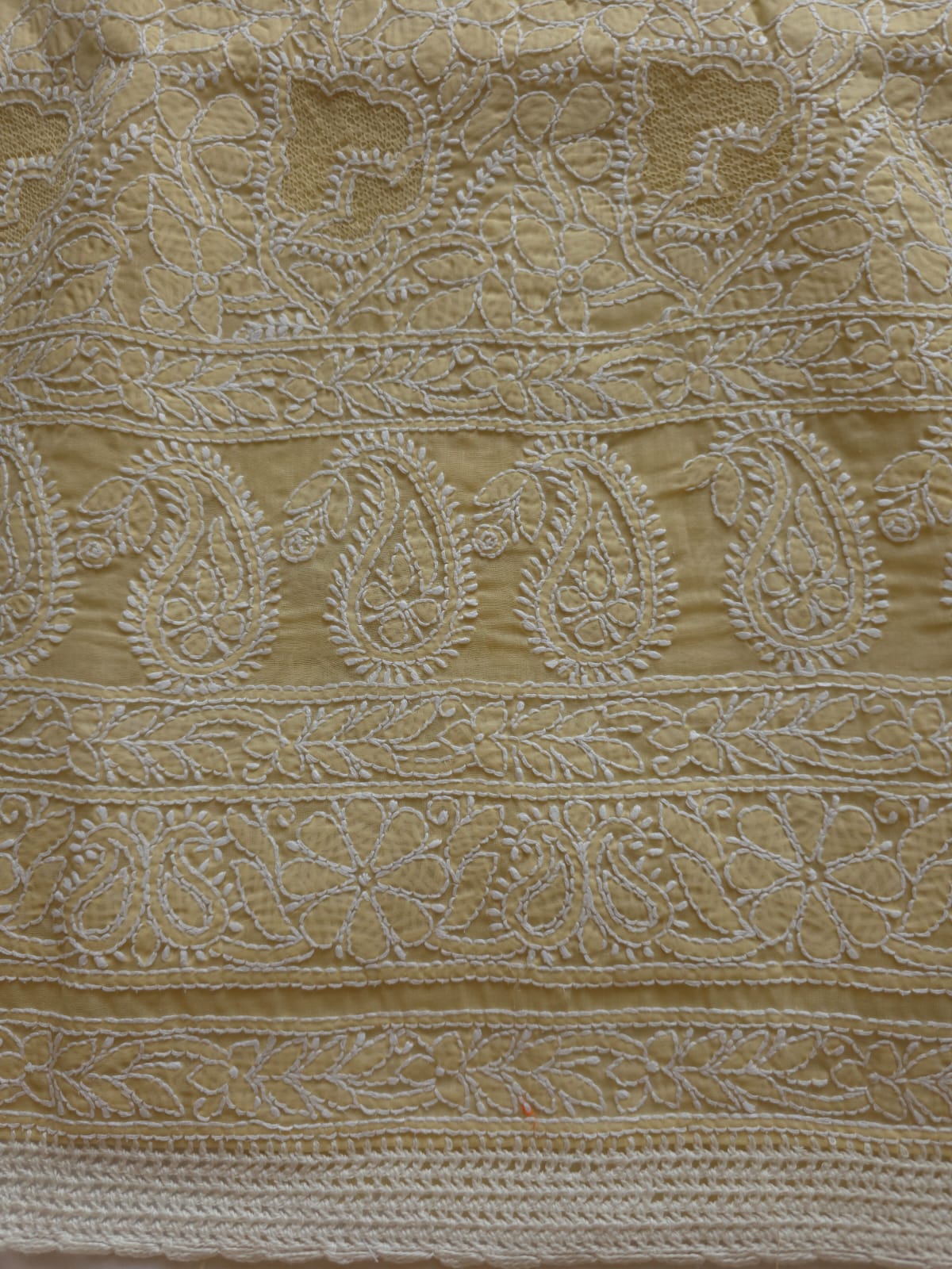 Beige Full suit with fine handwork and intricate Hand knitted Jaaliwork