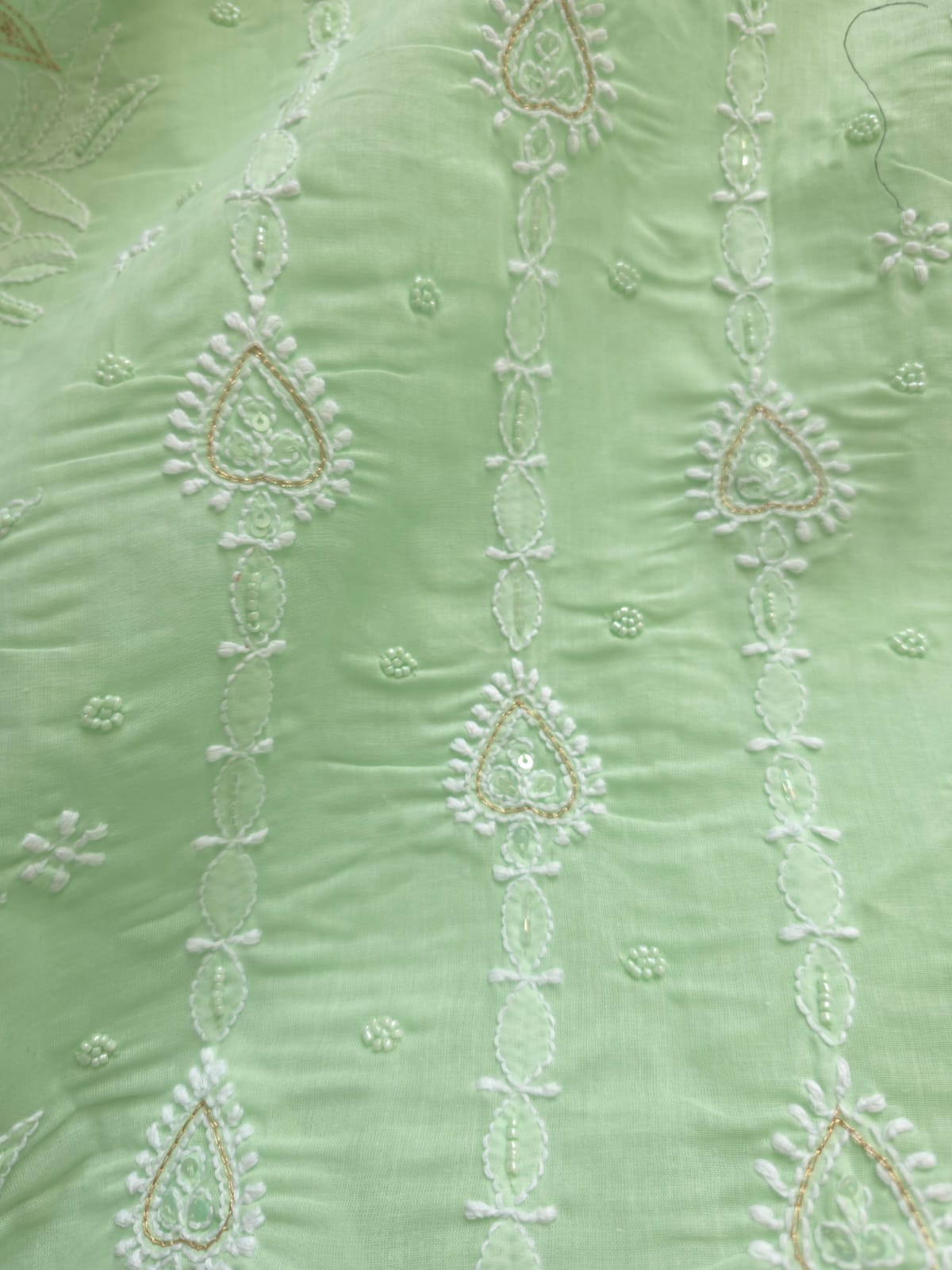 Mint Green full suit with lucknowi work and pearl cutdana