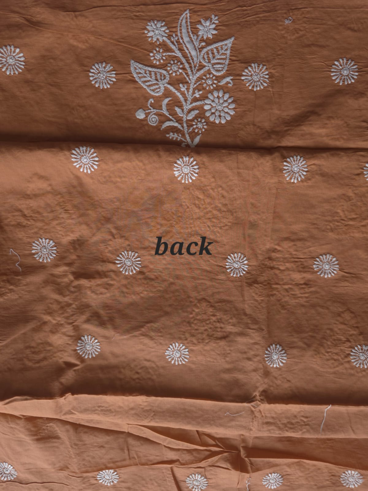 Brown pure cotton kurta fabric with fine handwork