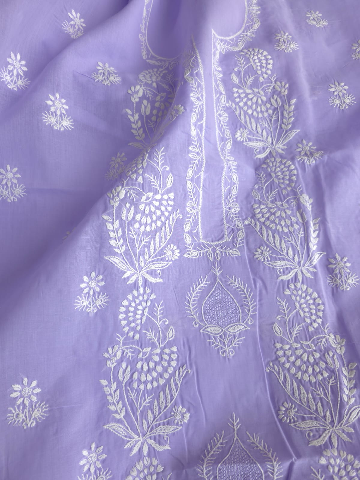 Lavender Cotton kurta fabric with Jaali