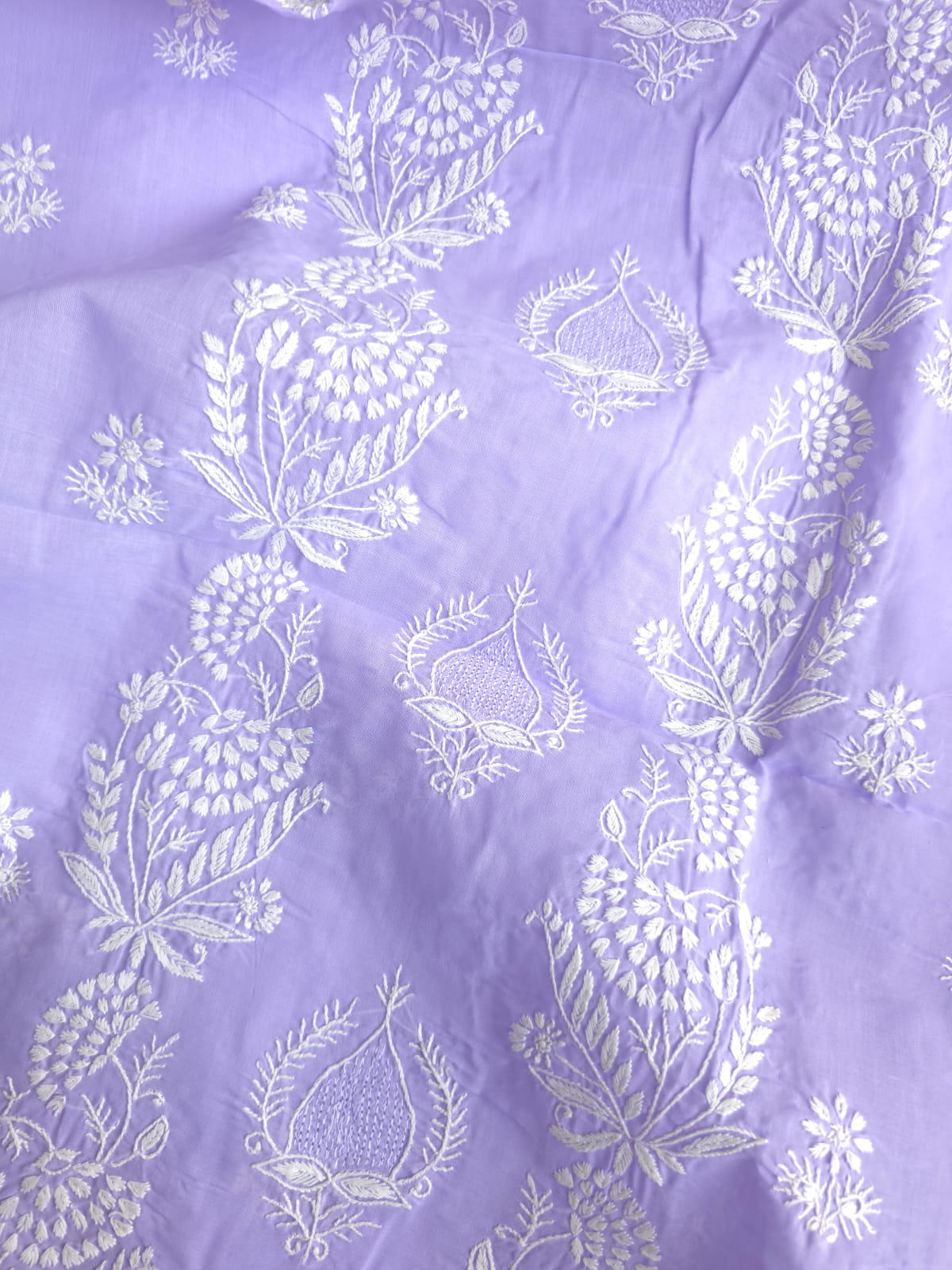 Lavender Cotton kurta fabric with Jaali