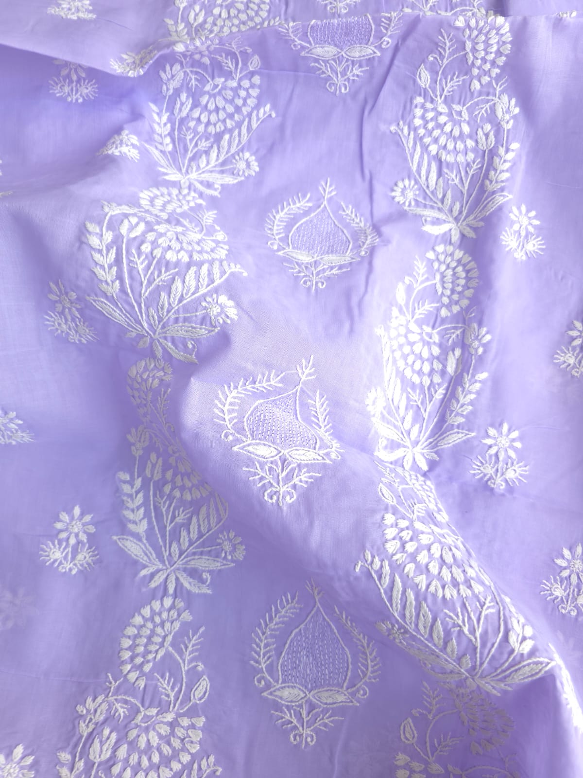 Lavender Cotton kurta fabric with Jaali