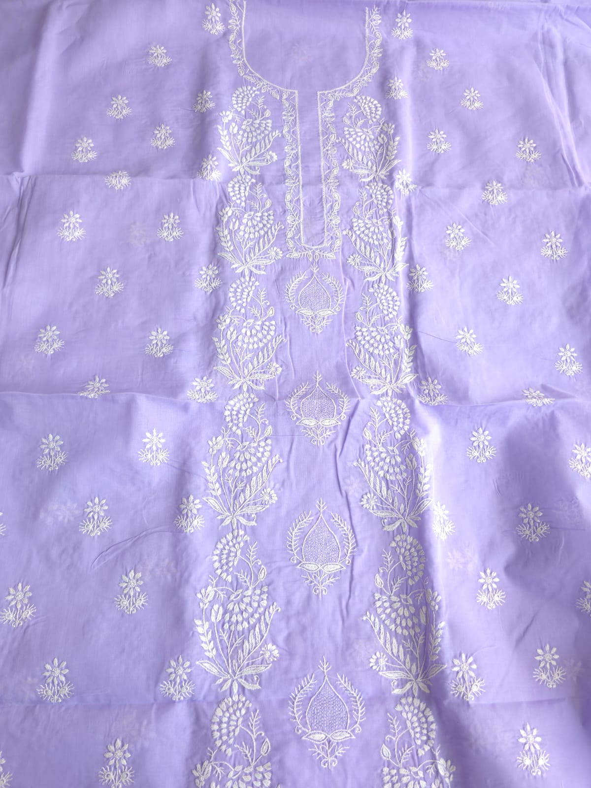 Lavender Cotton kurta fabric with Jaali