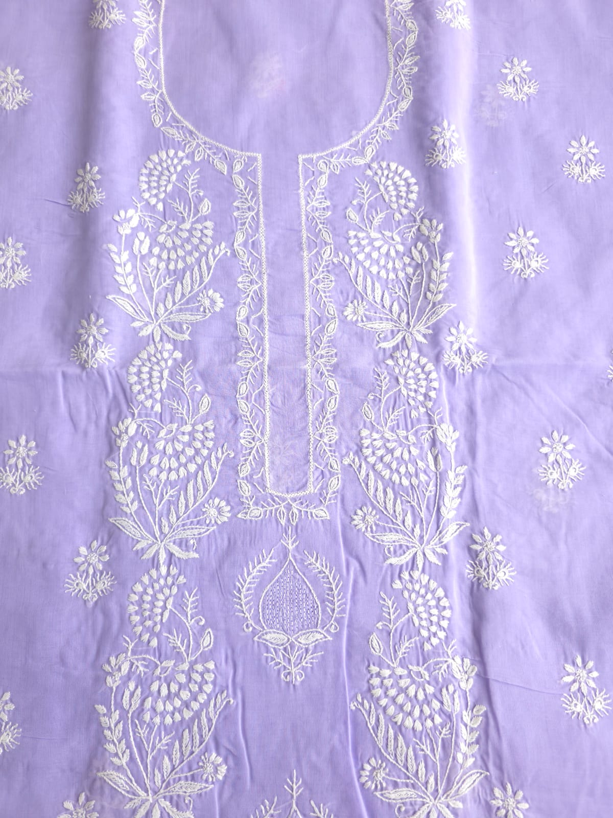 Lavender Cotton kurta fabric with Jaali