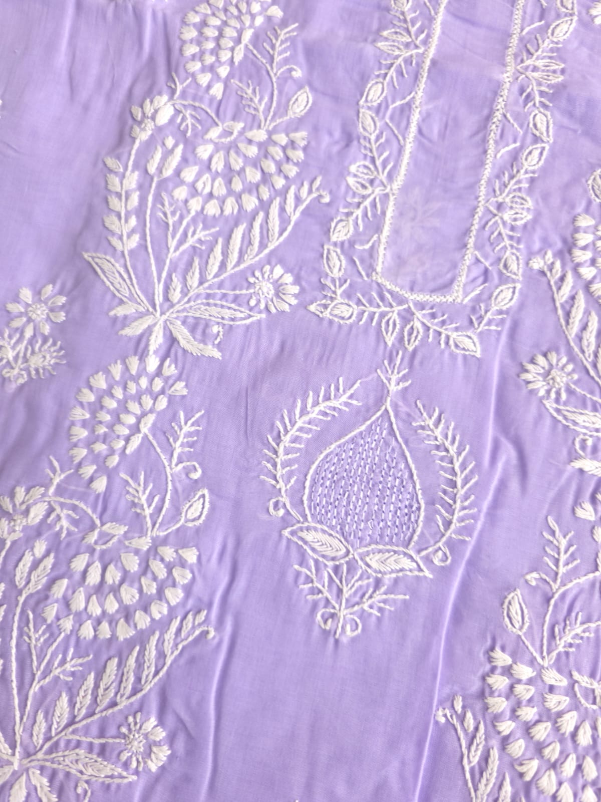 Lavender Cotton kurta fabric with Jaali