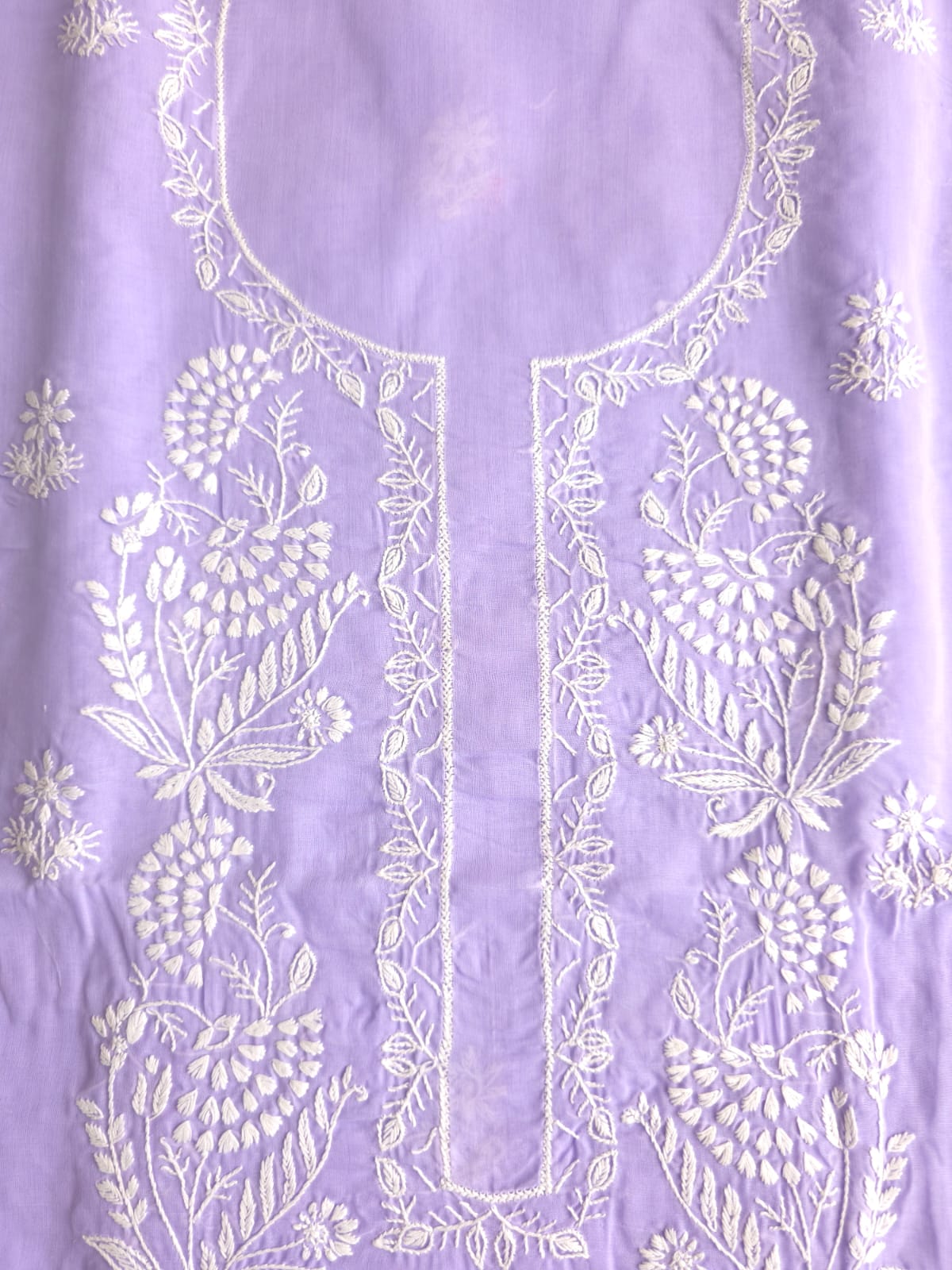 Lavender Cotton kurta fabric with Jaali