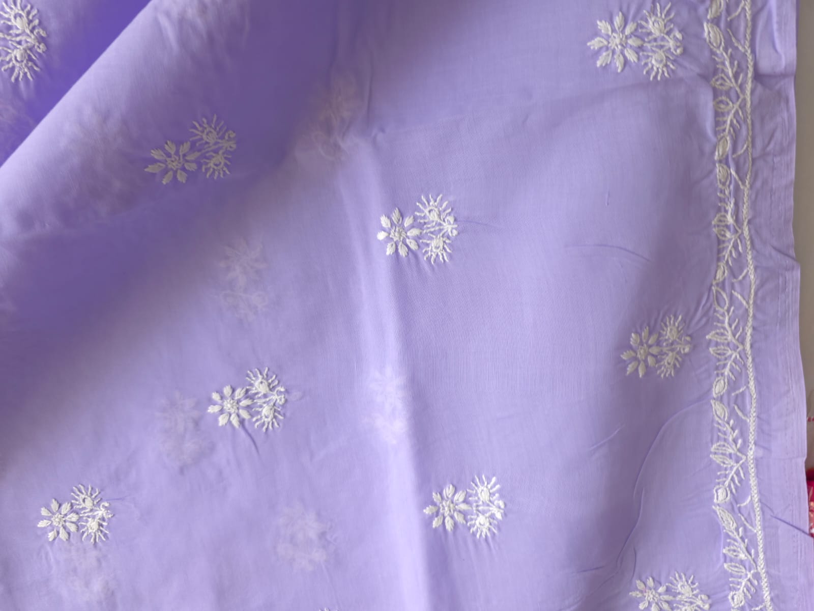 Lavender Cotton kurta fabric with Jaali