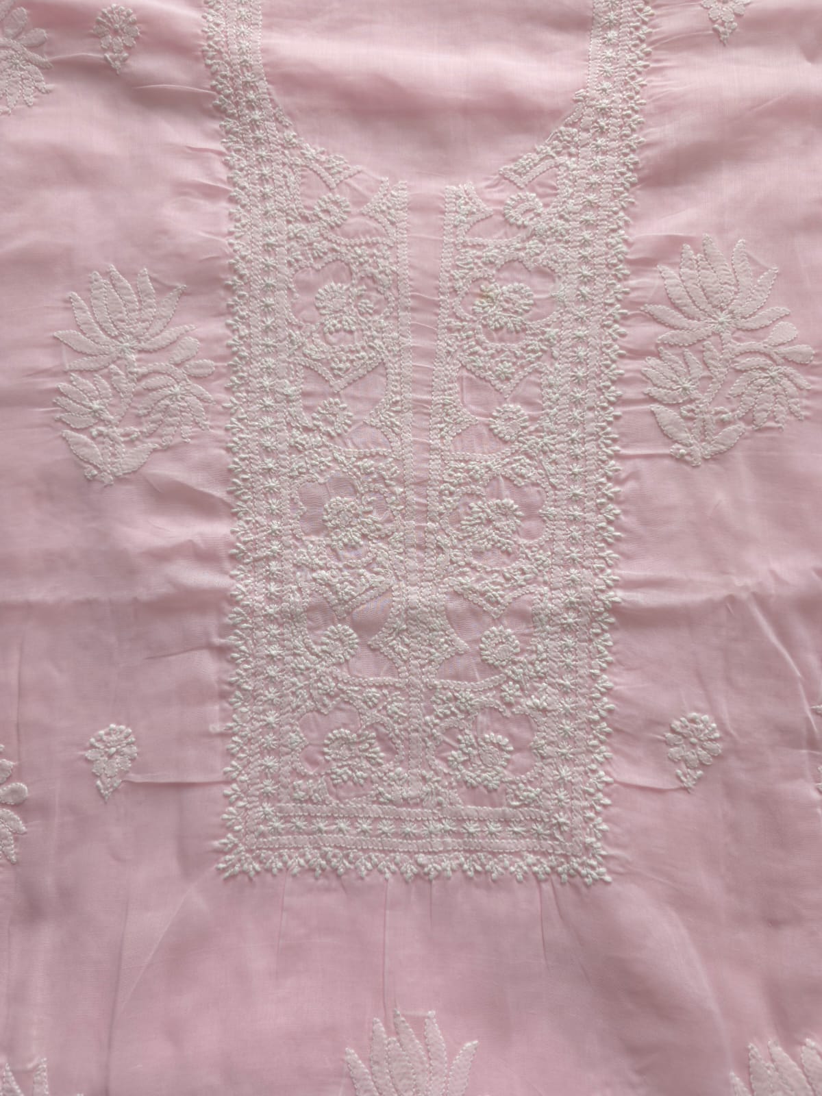 Baby pink cotton Full suit with lucknowi work only