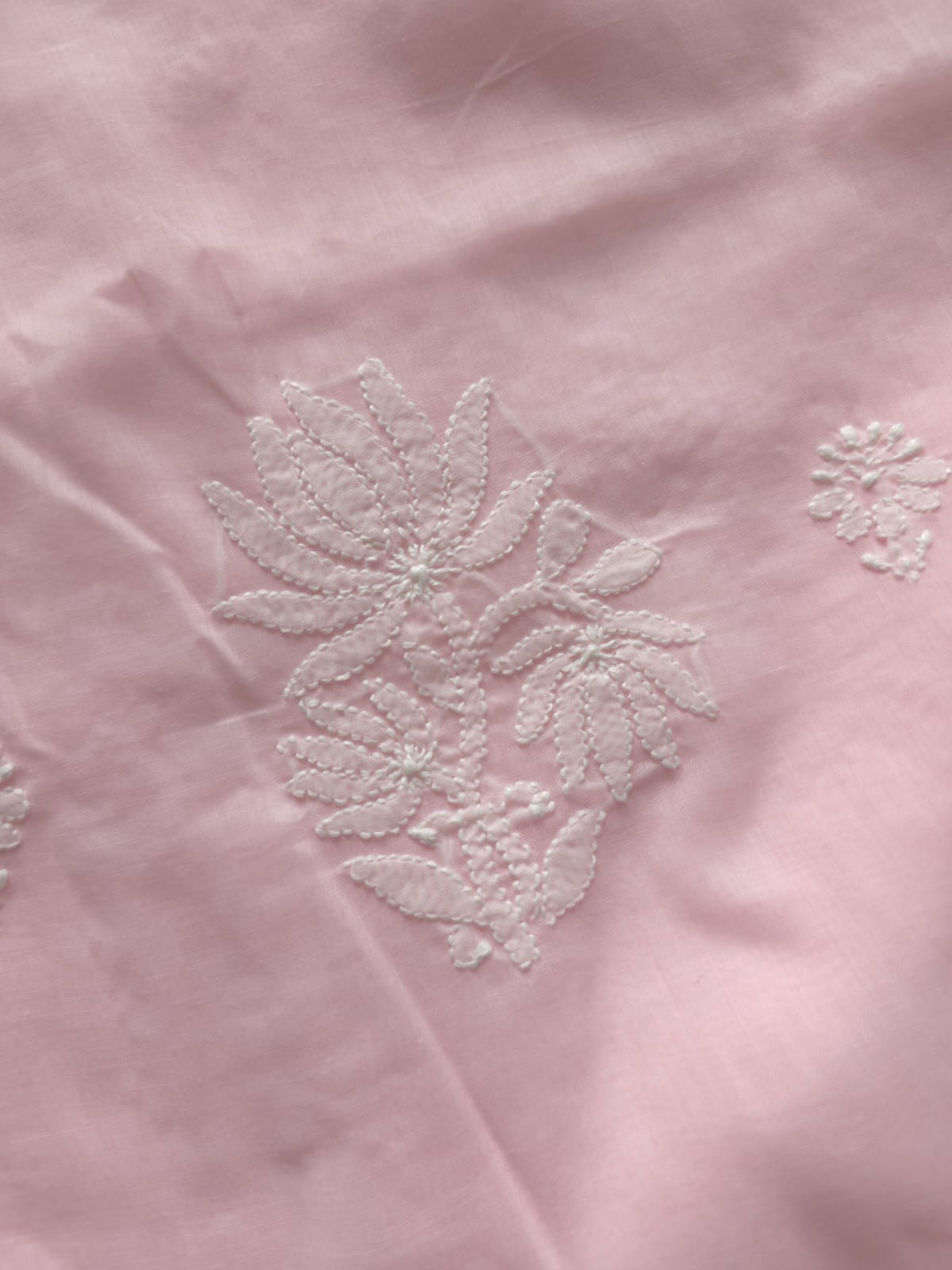 Baby pink cotton Full suit with lucknowi work only