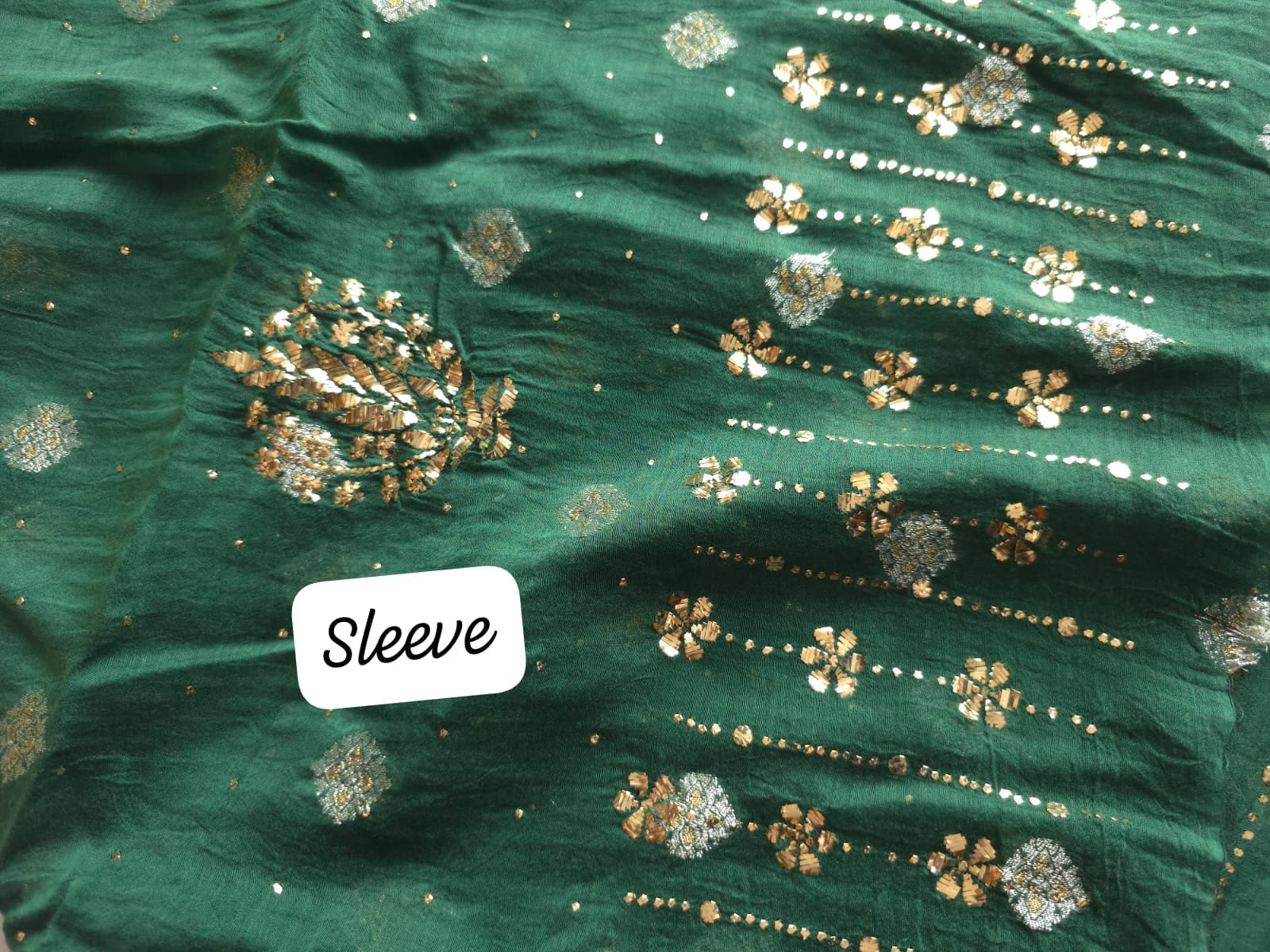 Bottle Green Mul chanderi zari weaved unstitched kurta and dupatta with chaloo Mukaish