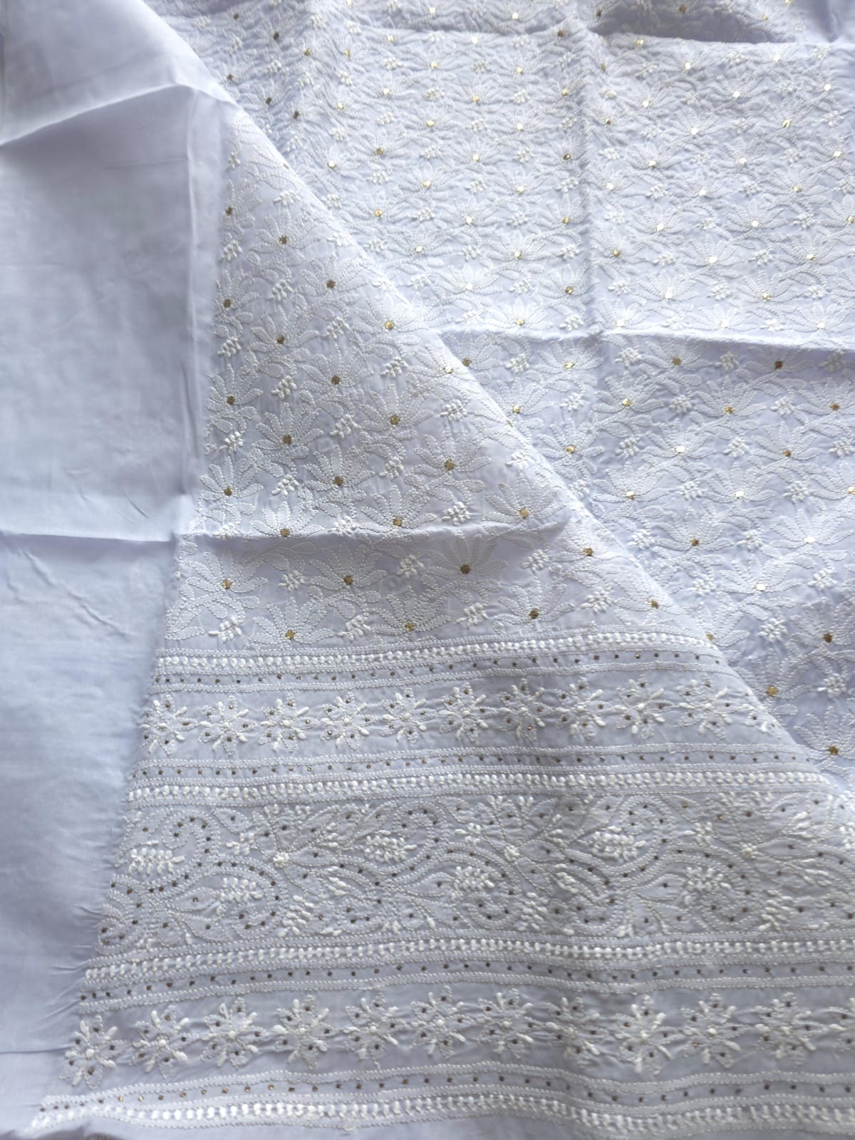 Mauve Cotton Jaalwork Kurta fabric with Mukaish