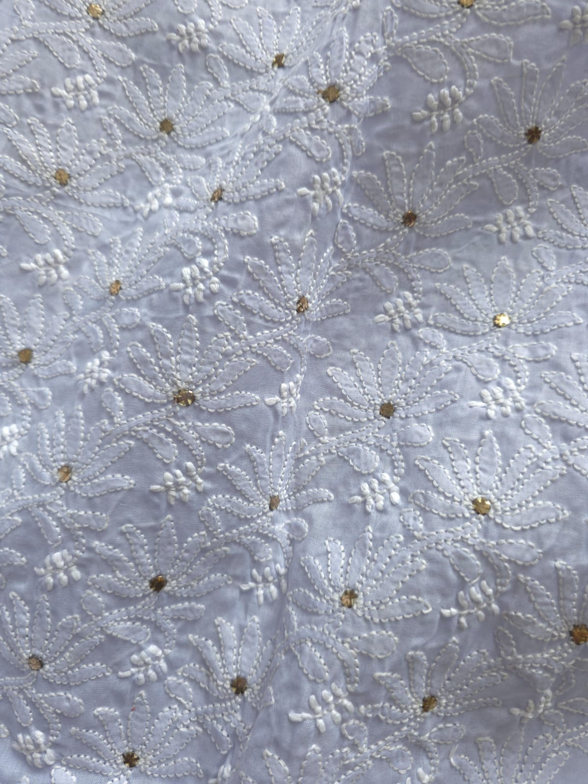 Mauve Cotton Jaalwork Kurta fabric with Mukaish