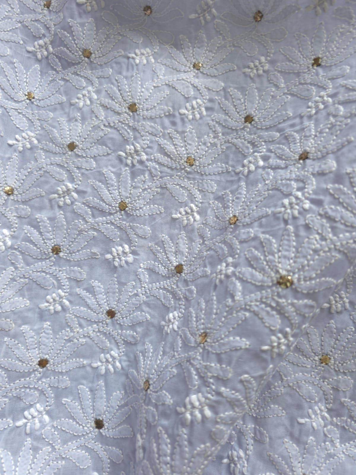 Mauve Cotton Jaalwork Kurta fabric with Mukaish