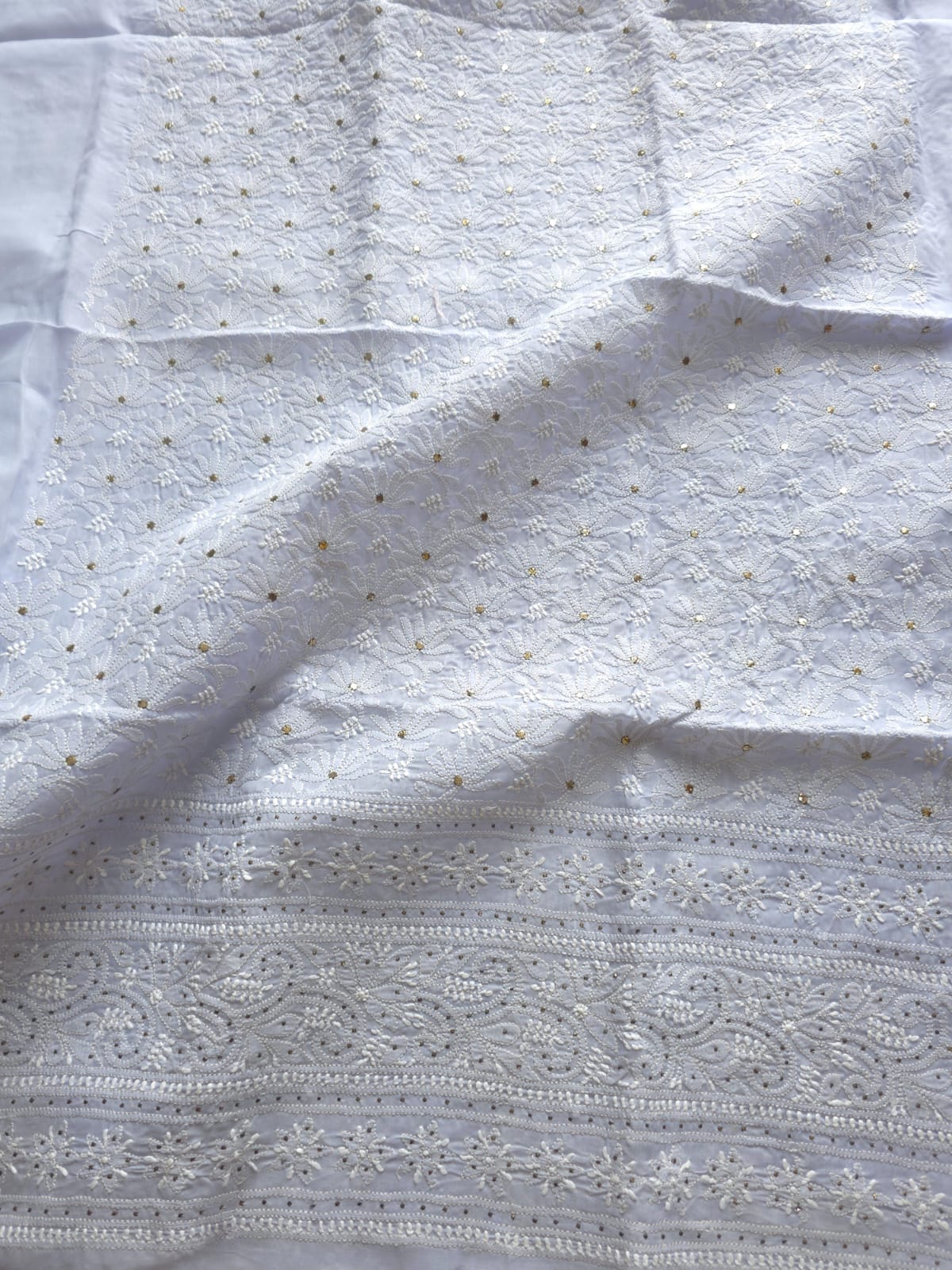 Mauve Cotton Jaalwork Kurta fabric with Mukaish