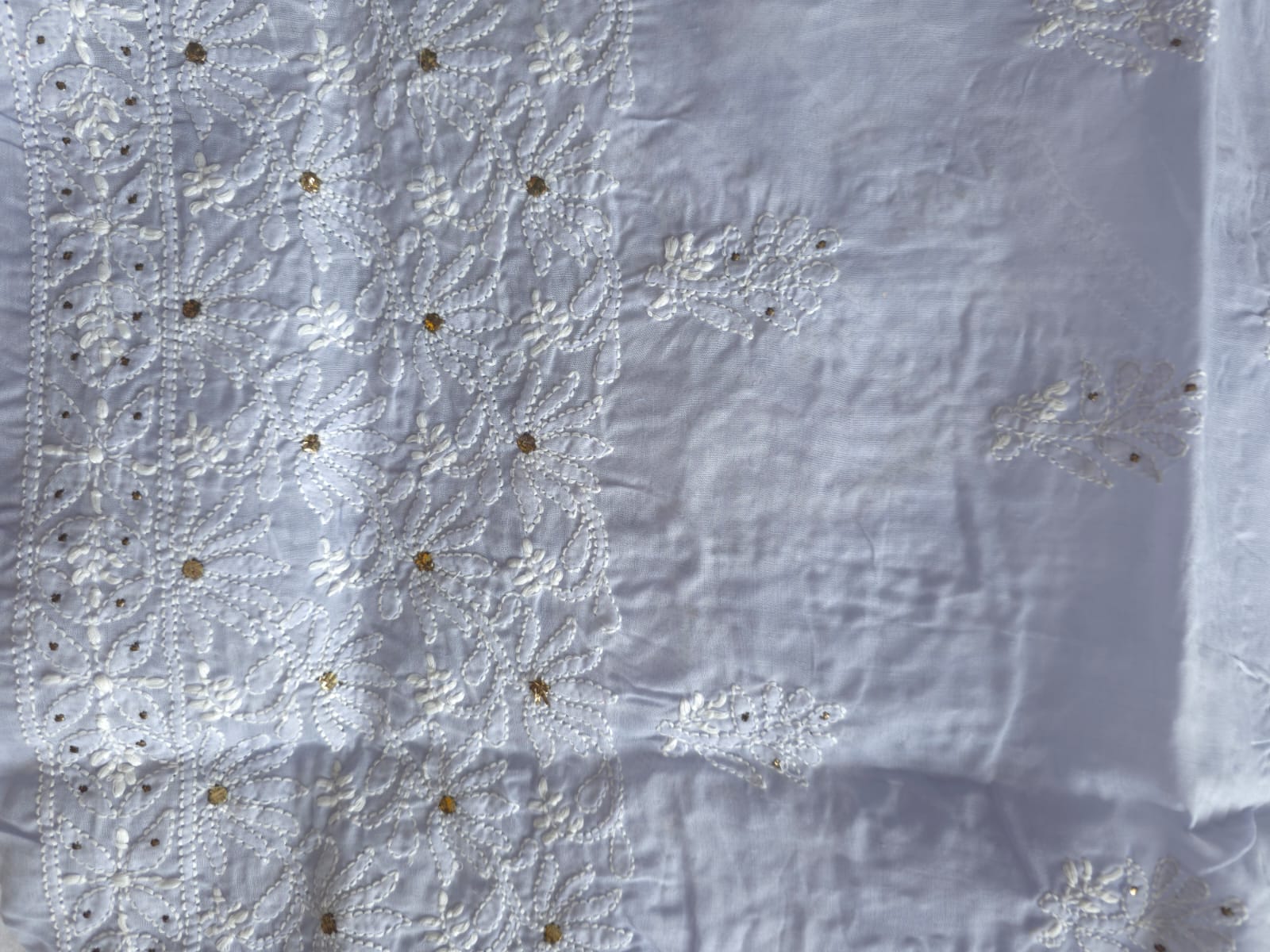 Mauve Cotton Jaalwork Kurta fabric with Mukaish