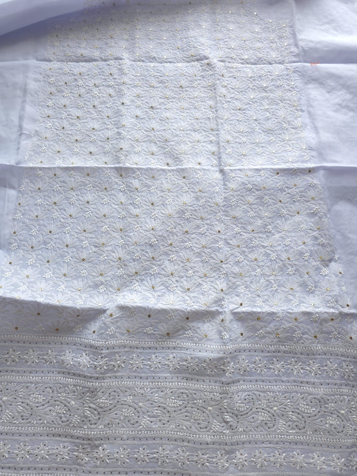 Mauve Cotton Jaalwork Kurta fabric with Mukaish