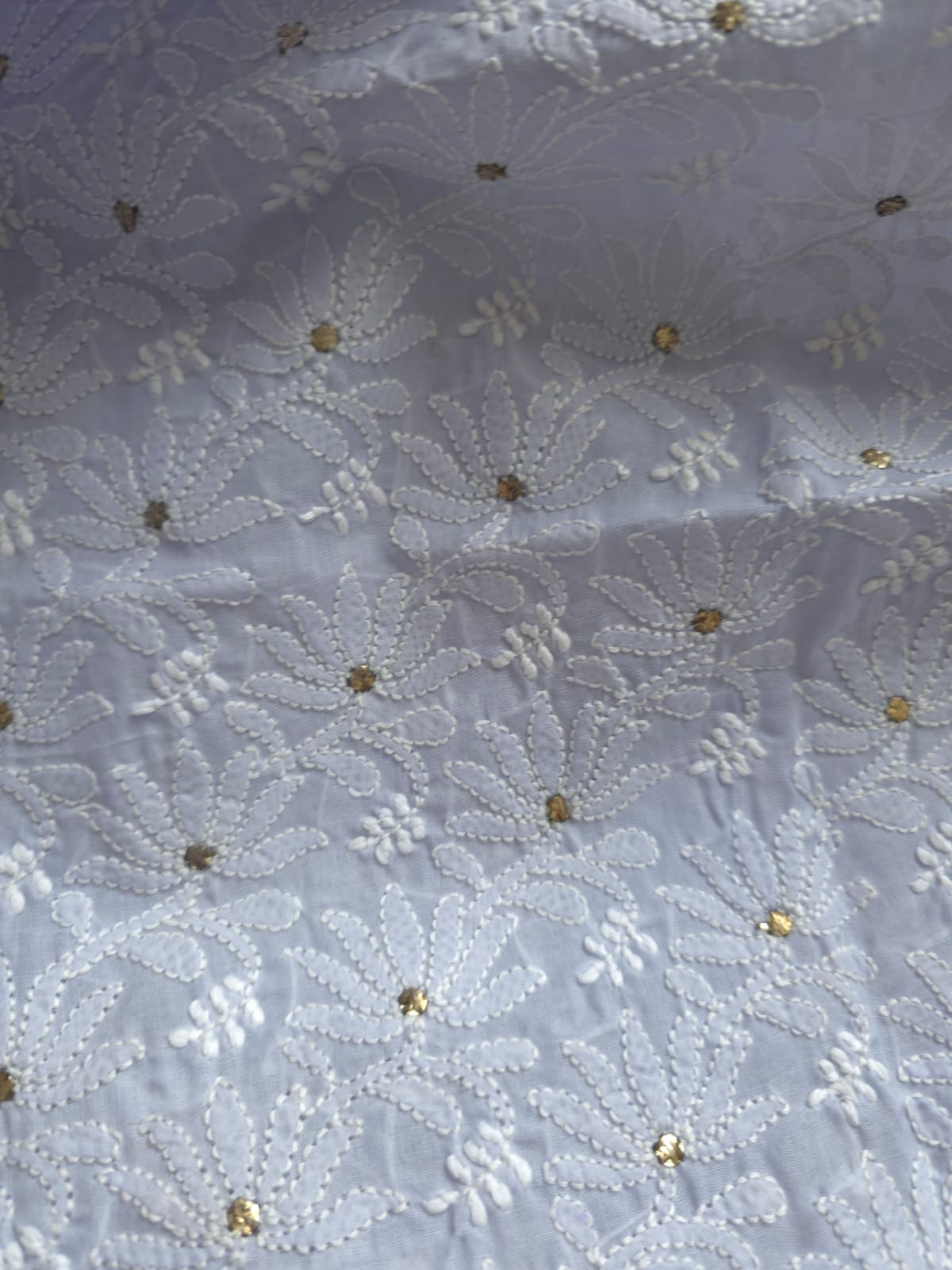 Mauve Cotton Jaalwork Kurta fabric with Mukaish