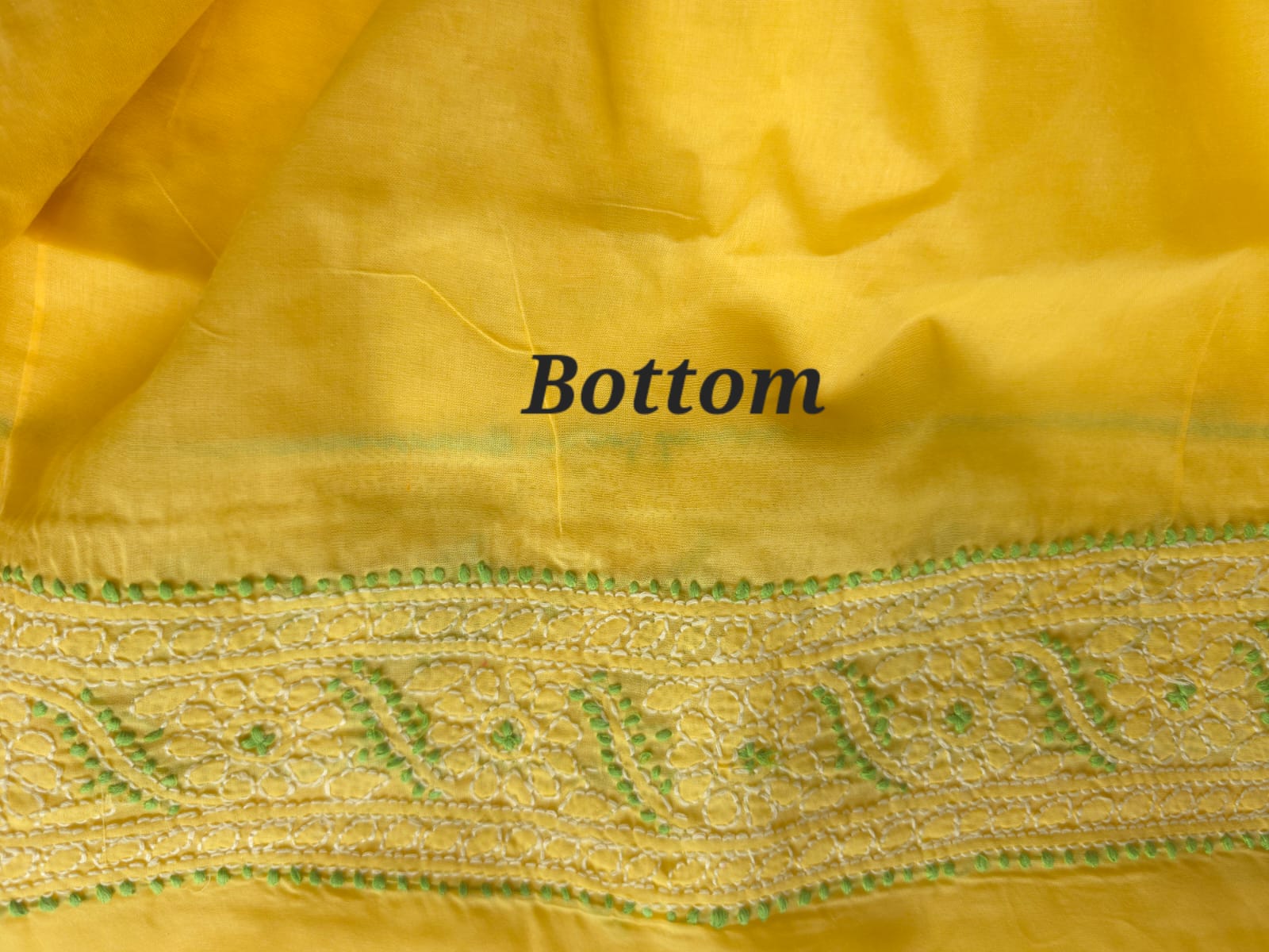 Yellow color Designer cotton suit with Chikan handwork