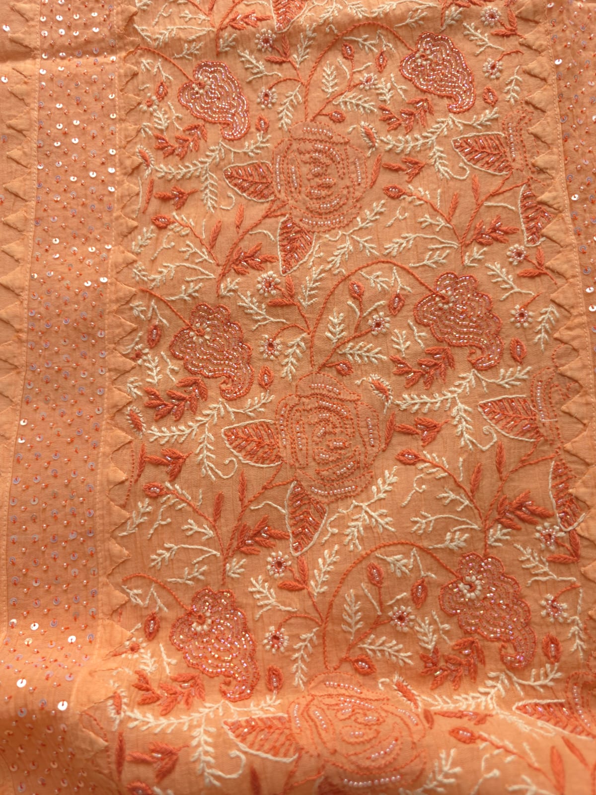 Peach Orange combination Mul chanderi kurta dupatta with add on