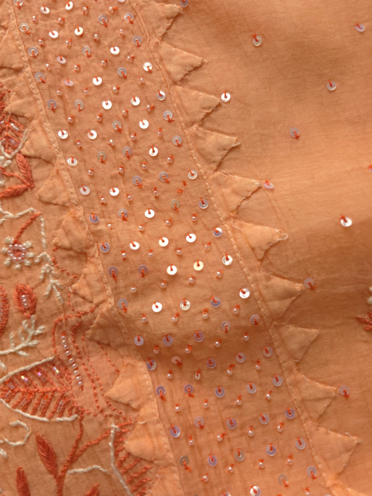Peach Orange combination Mul chanderi kurta dupatta with add on