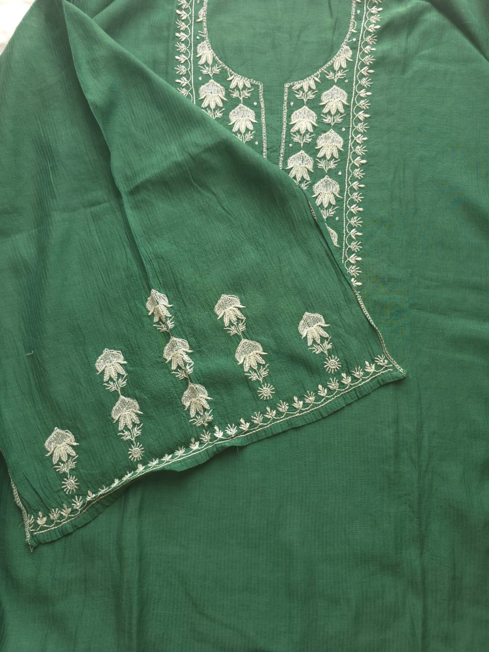 Maheshwari chanderi co ord set with chikanwork and embellishments