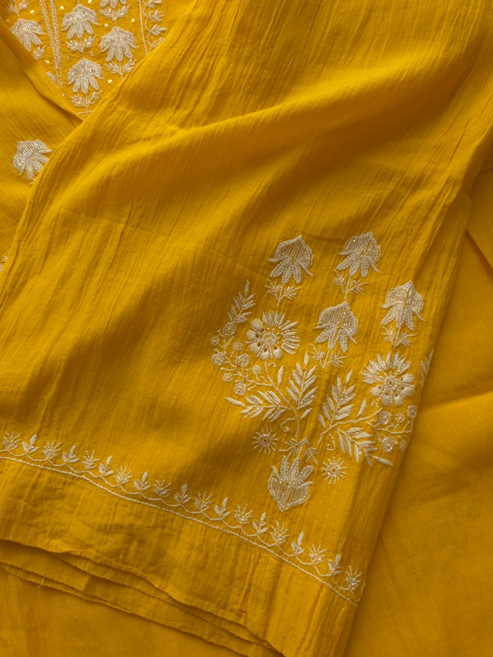 Maheshwari chanderi Co ord set with chikanwork and embellishments