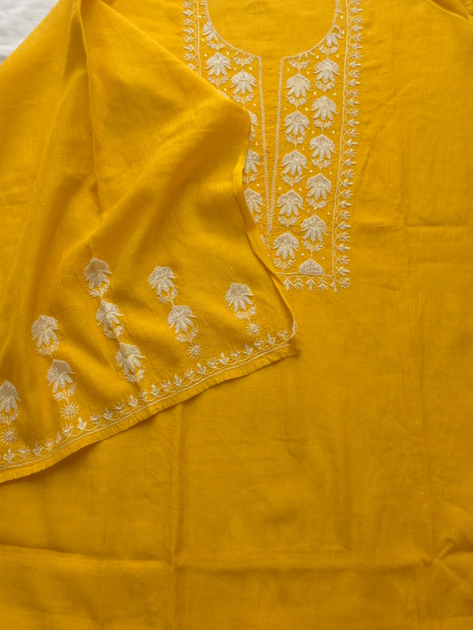 Maheshwari chanderi Co ord set with chikanwork and embellishments