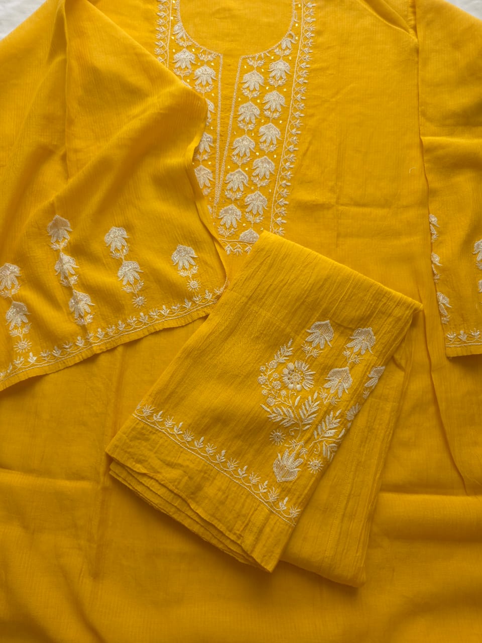 Maheshwari chanderi Co ord set with chikanwork and embellishments