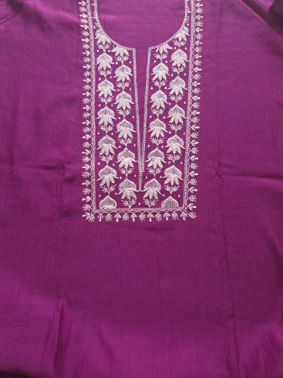 Maheshwari Chanderi Co Ord set with Chikanwork and embellishments