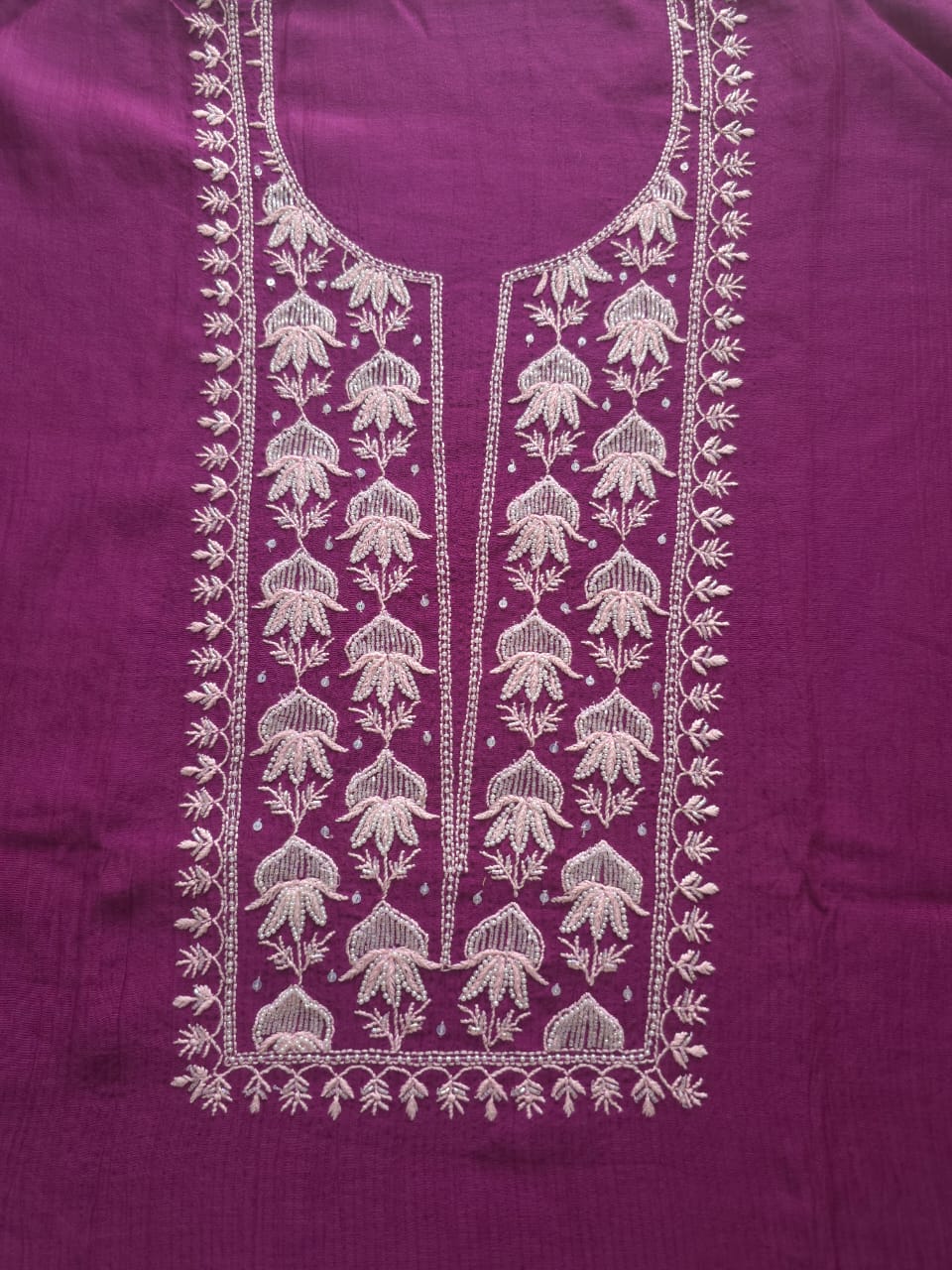 Maheshwari Chanderi Co Ord set with Chikanwork and embellishments