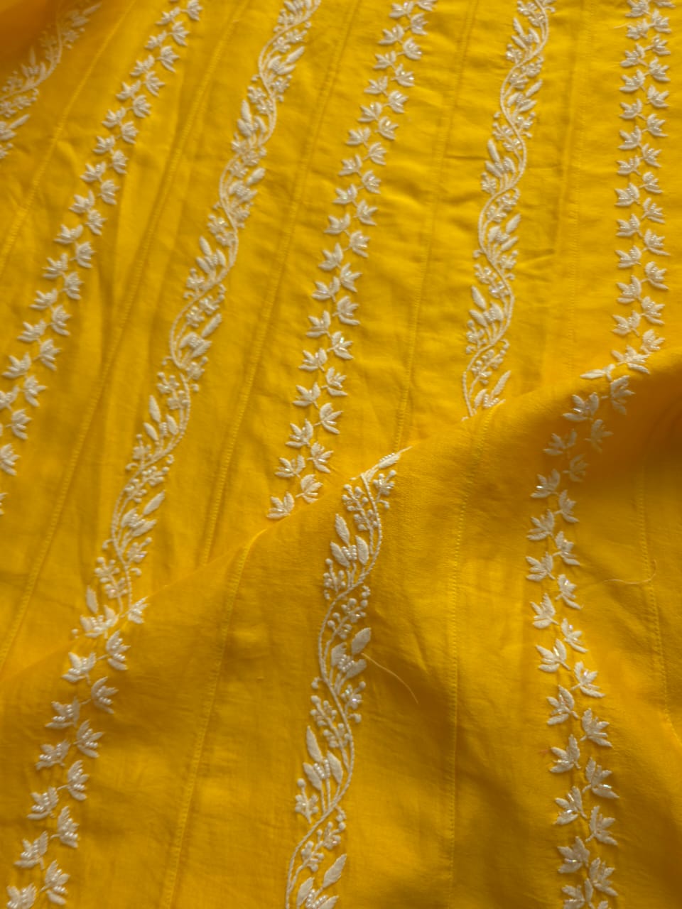 Mango Yellow chanderi silk Kalidar Co ord set with lucknowi work and embellishments