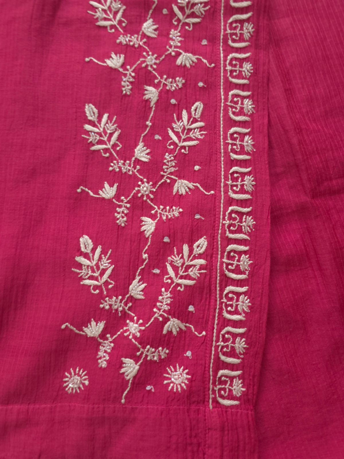 Maheshwari Chanderi Semistitched Co ord set with pearl cutdana