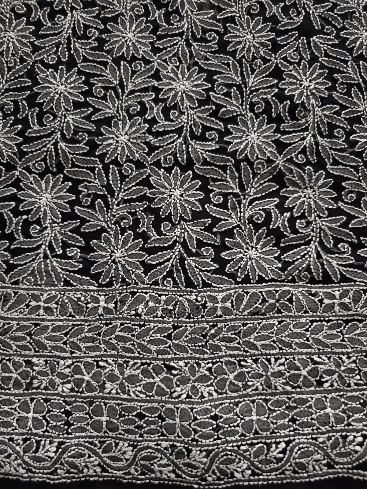 Black Georgette Full suit with white chikankari jaalwork