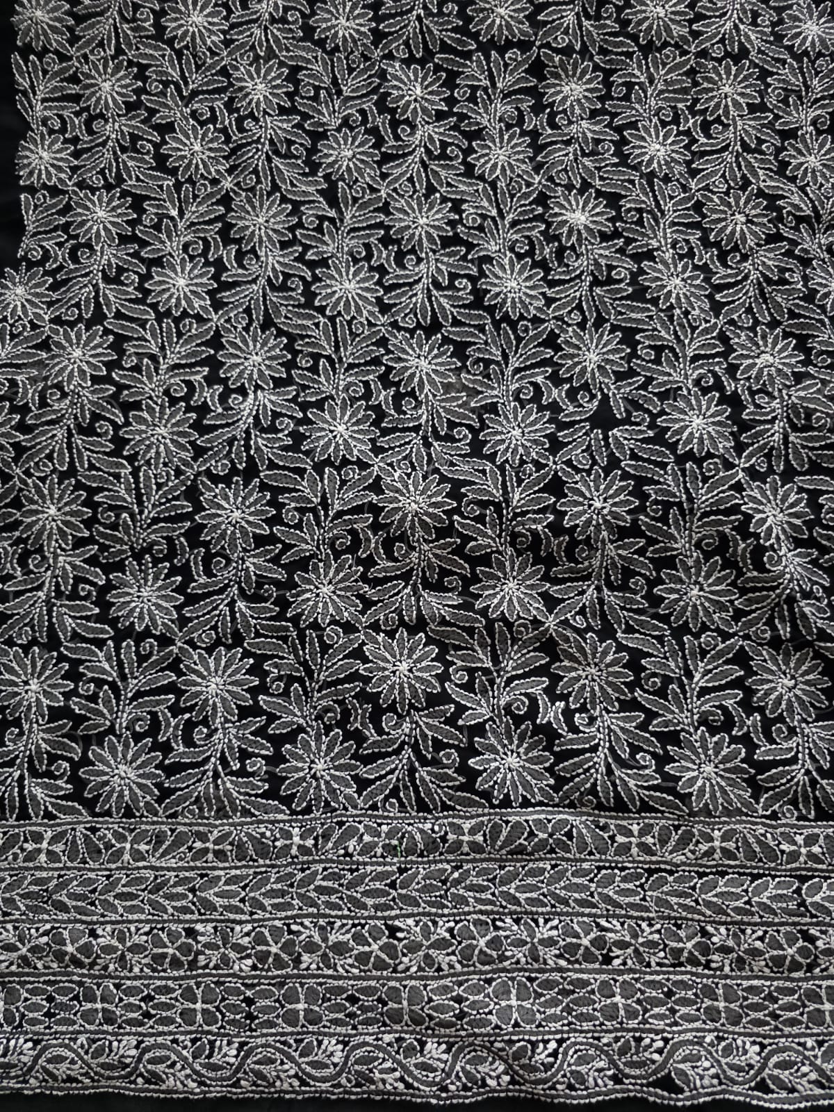 Black Georgette Full suit with white chikankari jaalwork