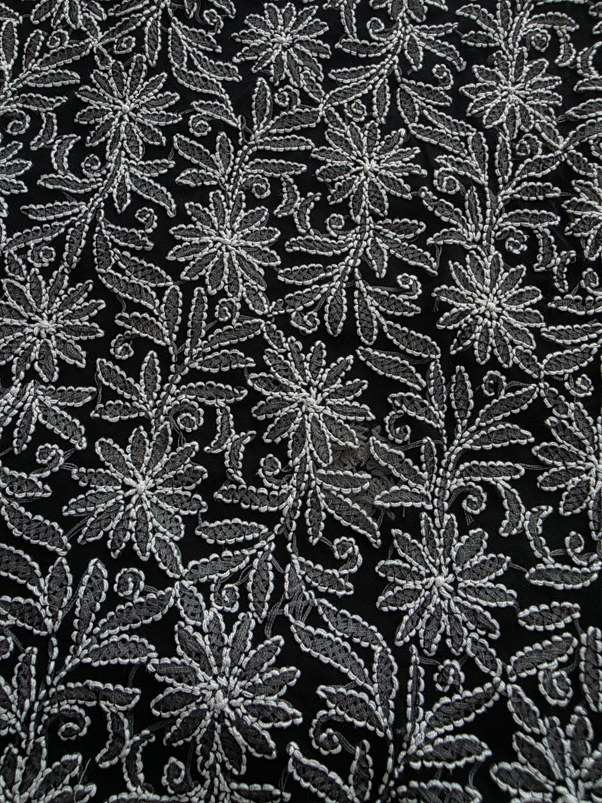 Black Georgette Full suit with white chikankari jaalwork