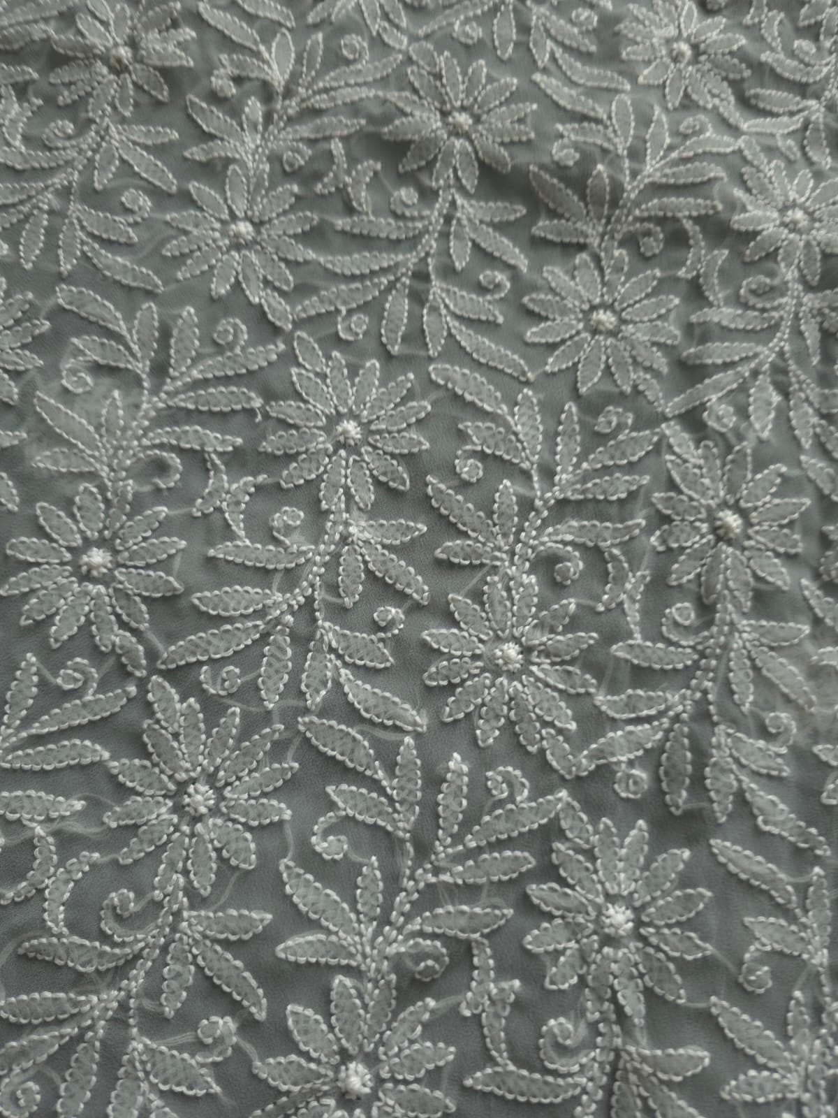 Grey Georgette unstitched full set with fine chikankari Jaalwork