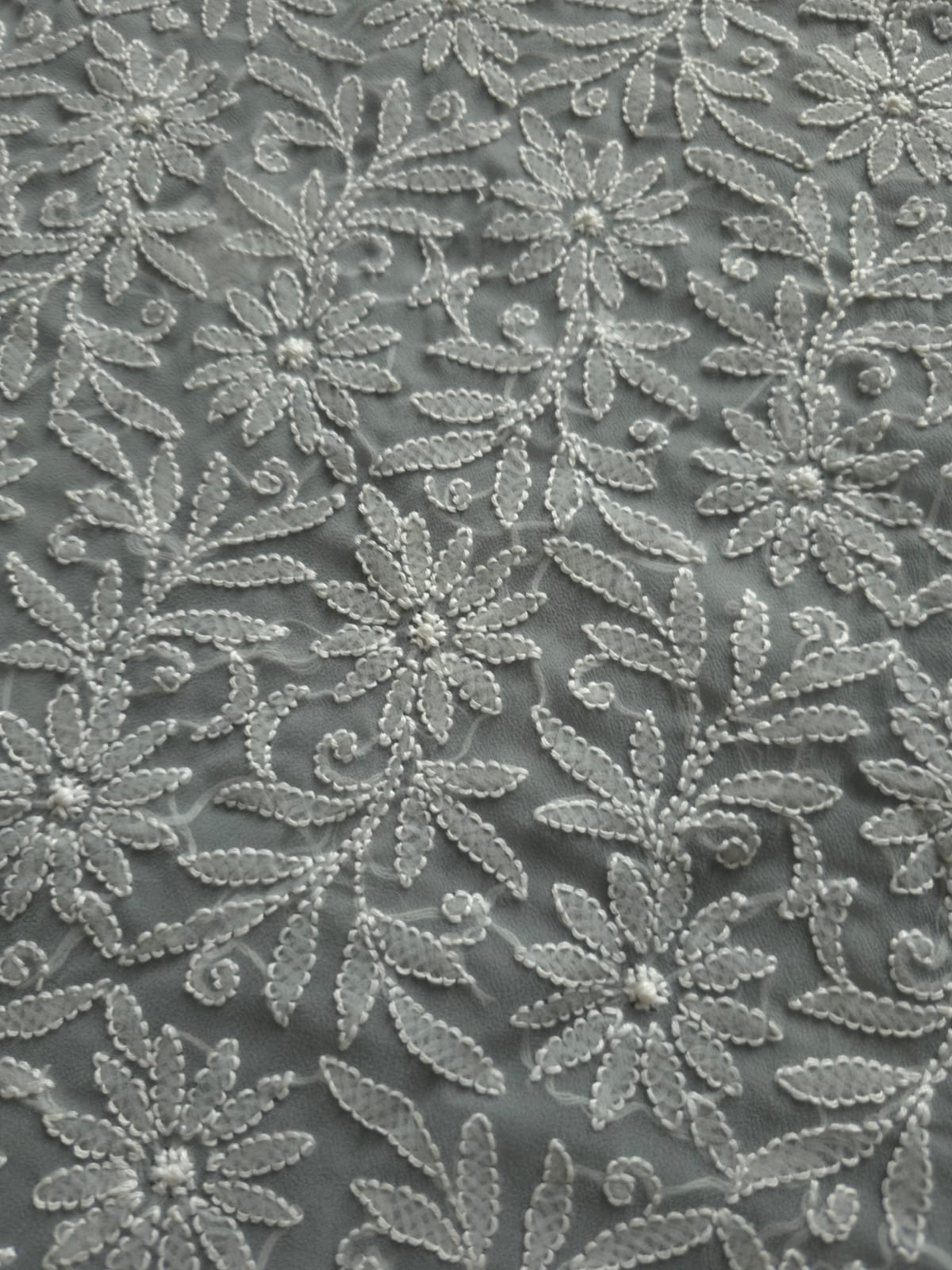 Grey Georgette unstitched full set with fine chikankari Jaalwork