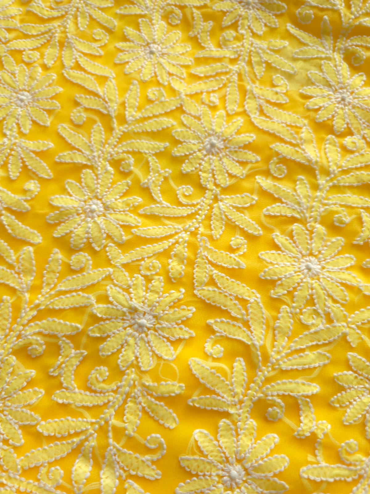 Bright Yellow Georgette Full Suit with Fine Chikankari Jaalwork