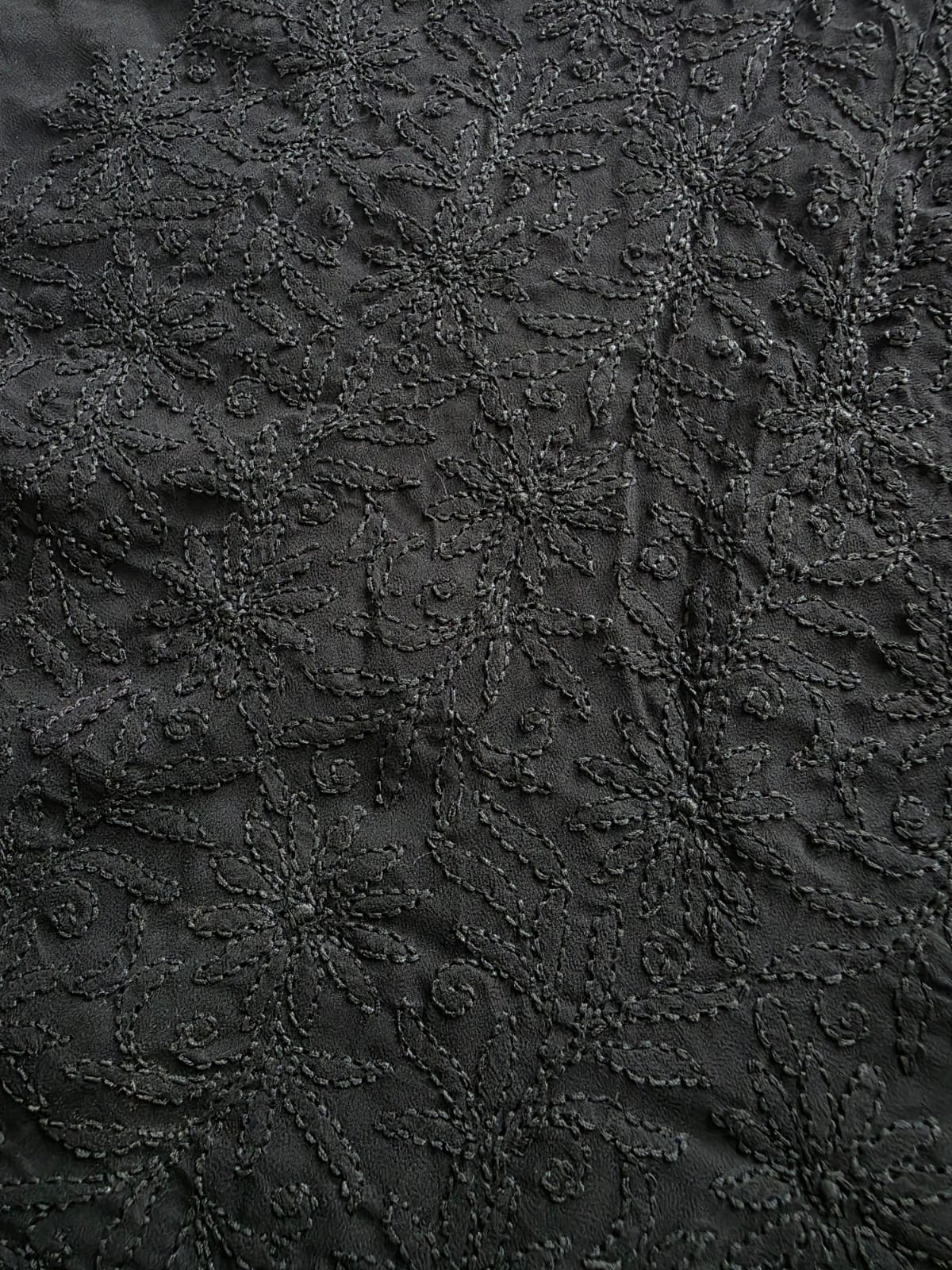 Black on black Georgette Full suit with intricate chikankari jaalwork