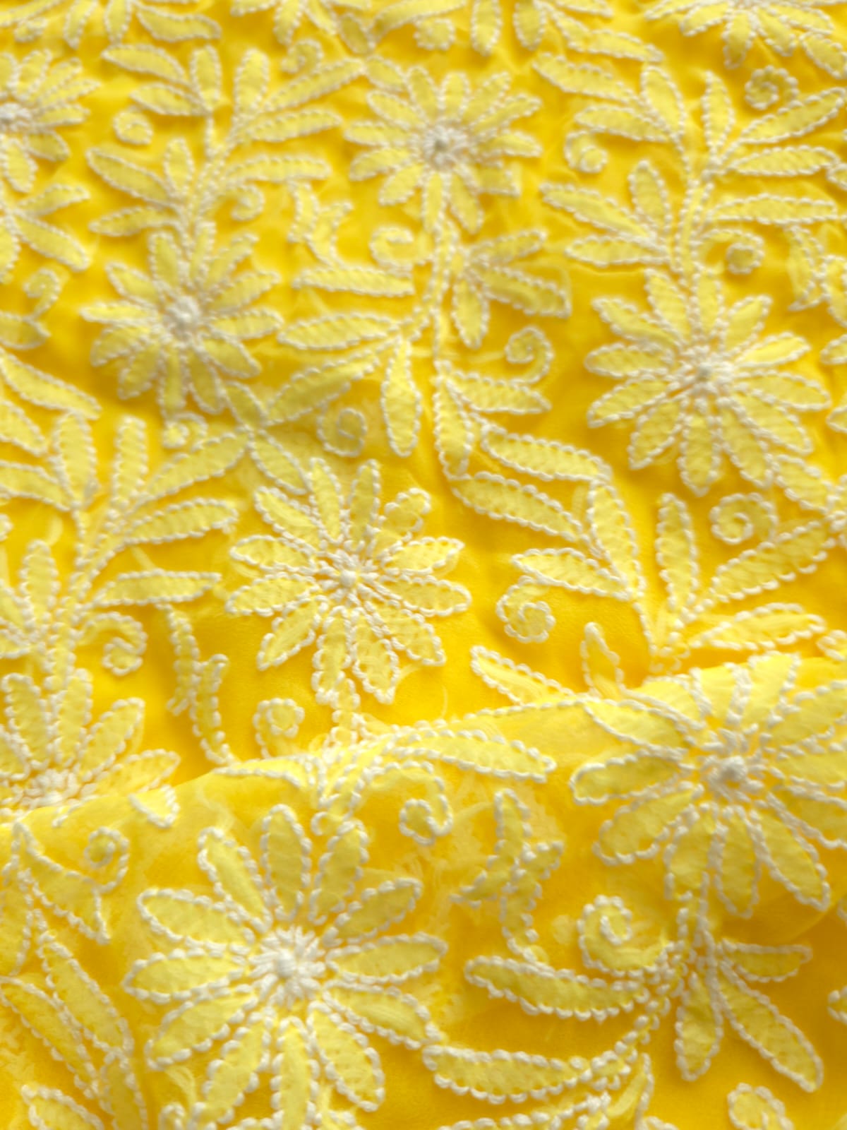 Bright Yellow Georgette Full Suit with Fine Chikankari Jaalwork